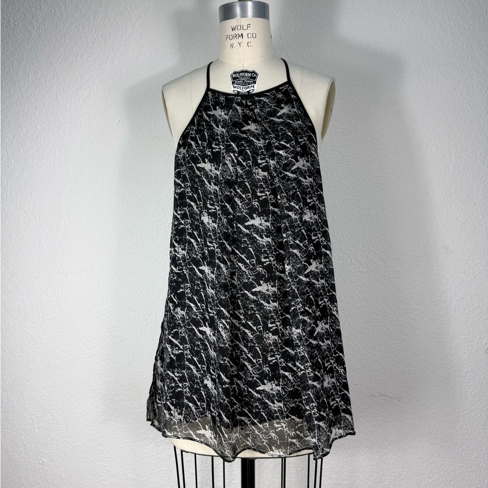 Derek Lam Monochrome black and white Marble Halter Top silk - like new sz 6